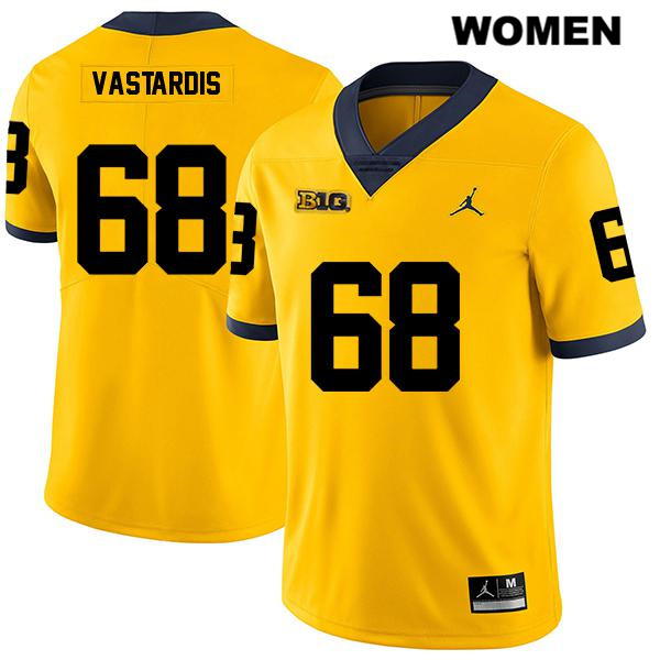 Women's NCAA Michigan Wolverines Andrew Vastardis #68 Yellow Jordan Brand Authentic Stitched Legend Football College Jersey AU25C10IT